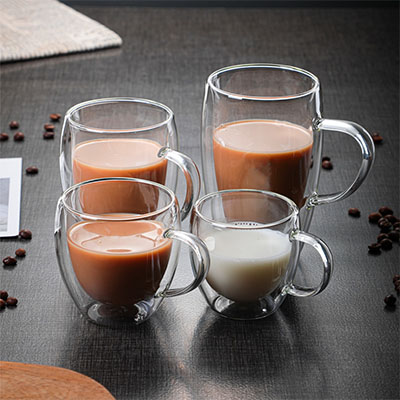 Mountain design double wall glass coffee cups heat resistant unique design skull glass tea cup for hot water